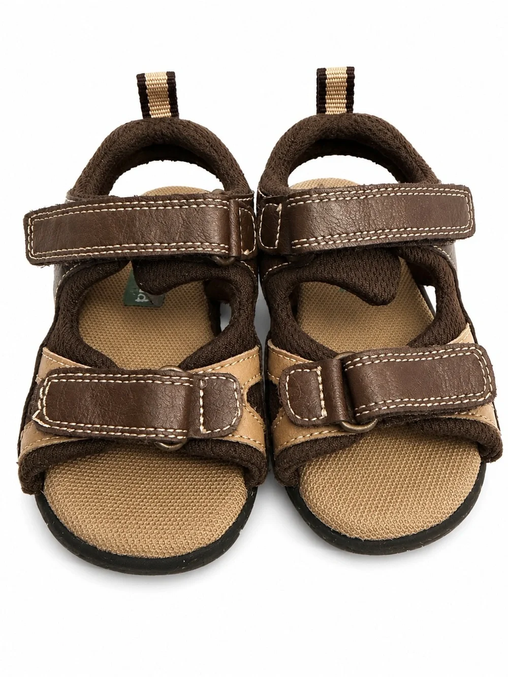 Kids Two-Tone Brown Adjustable Sandals